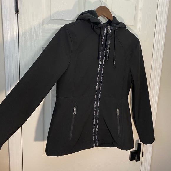 Bebe Black Zip-Up Hoodie Jacket Women’s Large | Logo Activewear Loungewear - Picture 3 of 8